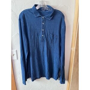 Polo Ralph Lauren Mens Long Sleeve Polo Shirt Blue Featherweight Mesh XL